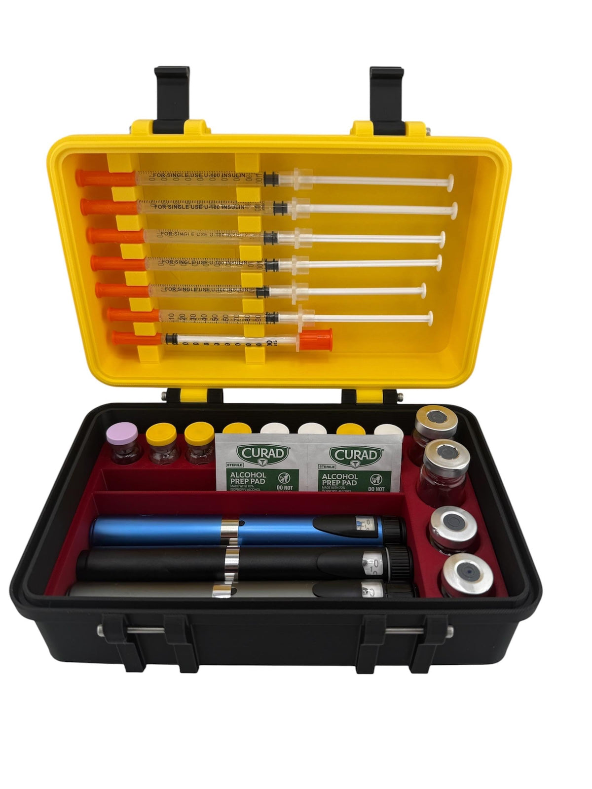 Peptides  vial & pens case storage organizer and preloaded syringe holder