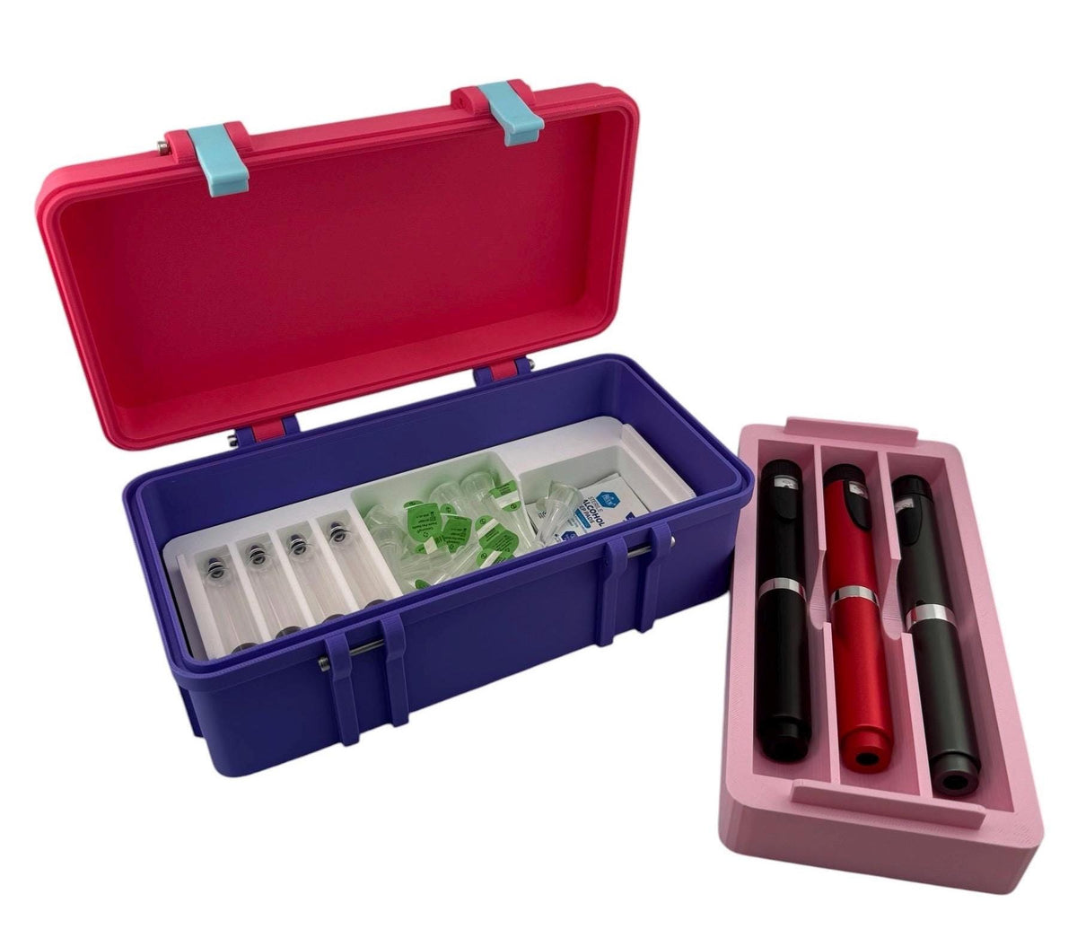 Peptide Pen Injector Case Storage | 3 Pen Organizer with 3ml Cartridge Vial Holder and accesories space